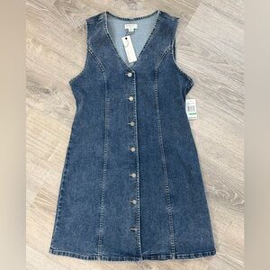NWT Habitual Dark Blue Denim Button-Front Mini Dress